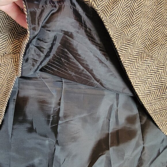 Laura Gayle Classics Vintage Wool Blend Tan/Brown Herringbone Pencil Skirt - Picture 9 of 13